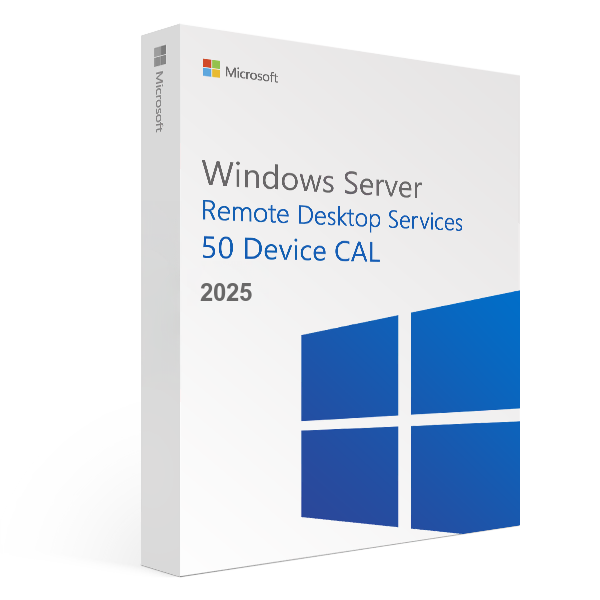 Windows Server 2025 RDS – 50 Device/User CALs license.
