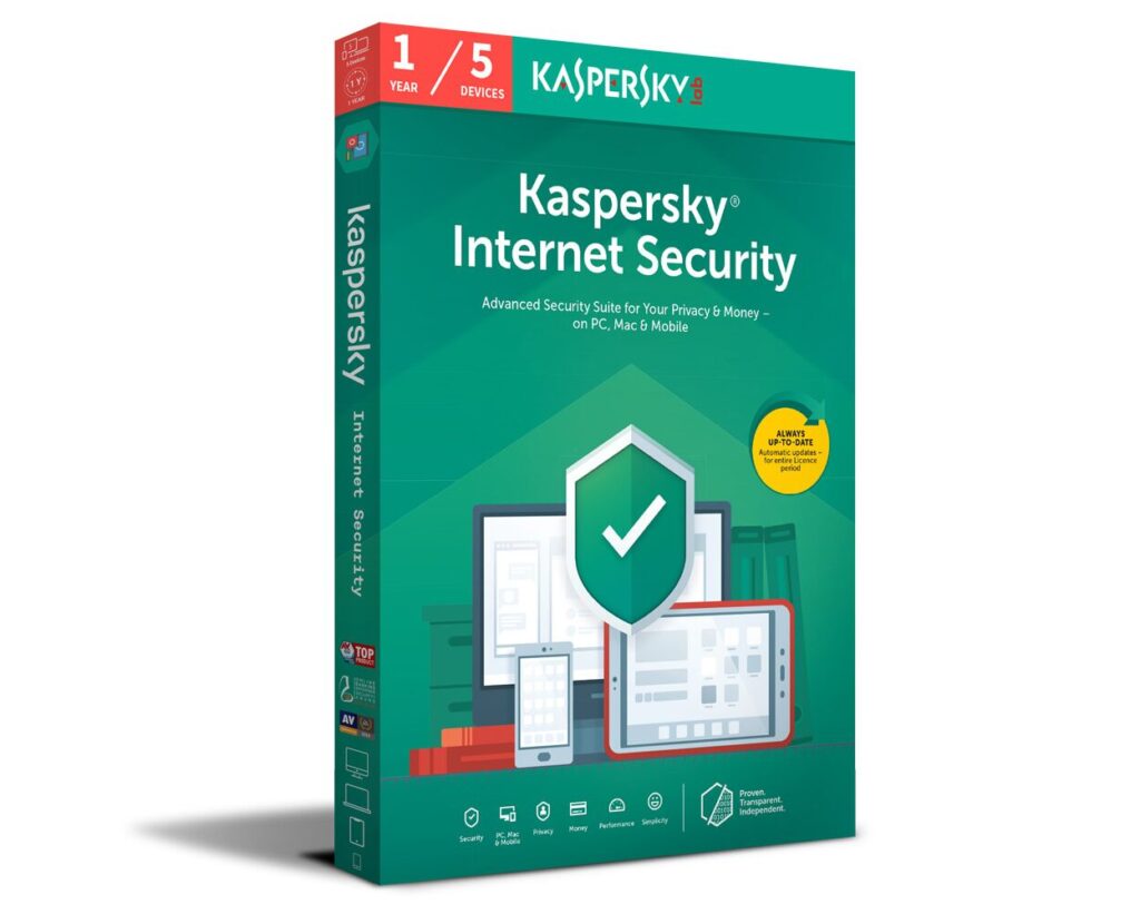 Kaspersky Internet Security – 5 Devices – 1 Year License.