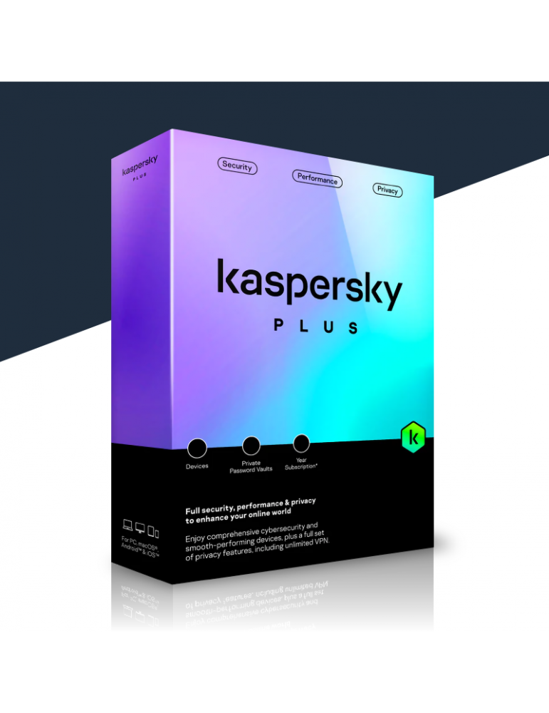 Kaspersky Plus – 1 Device – 1 Year – Includes 1 User Account.