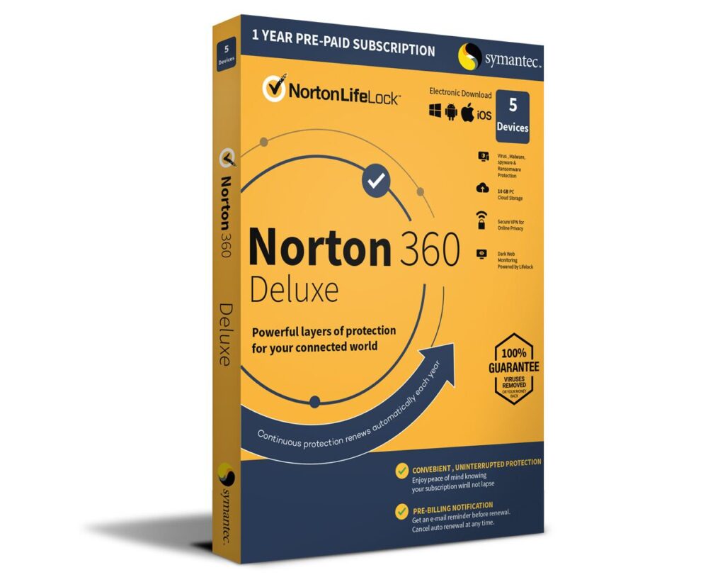 Norton 360 Deluxe – 1 PC – 1 Year Key.